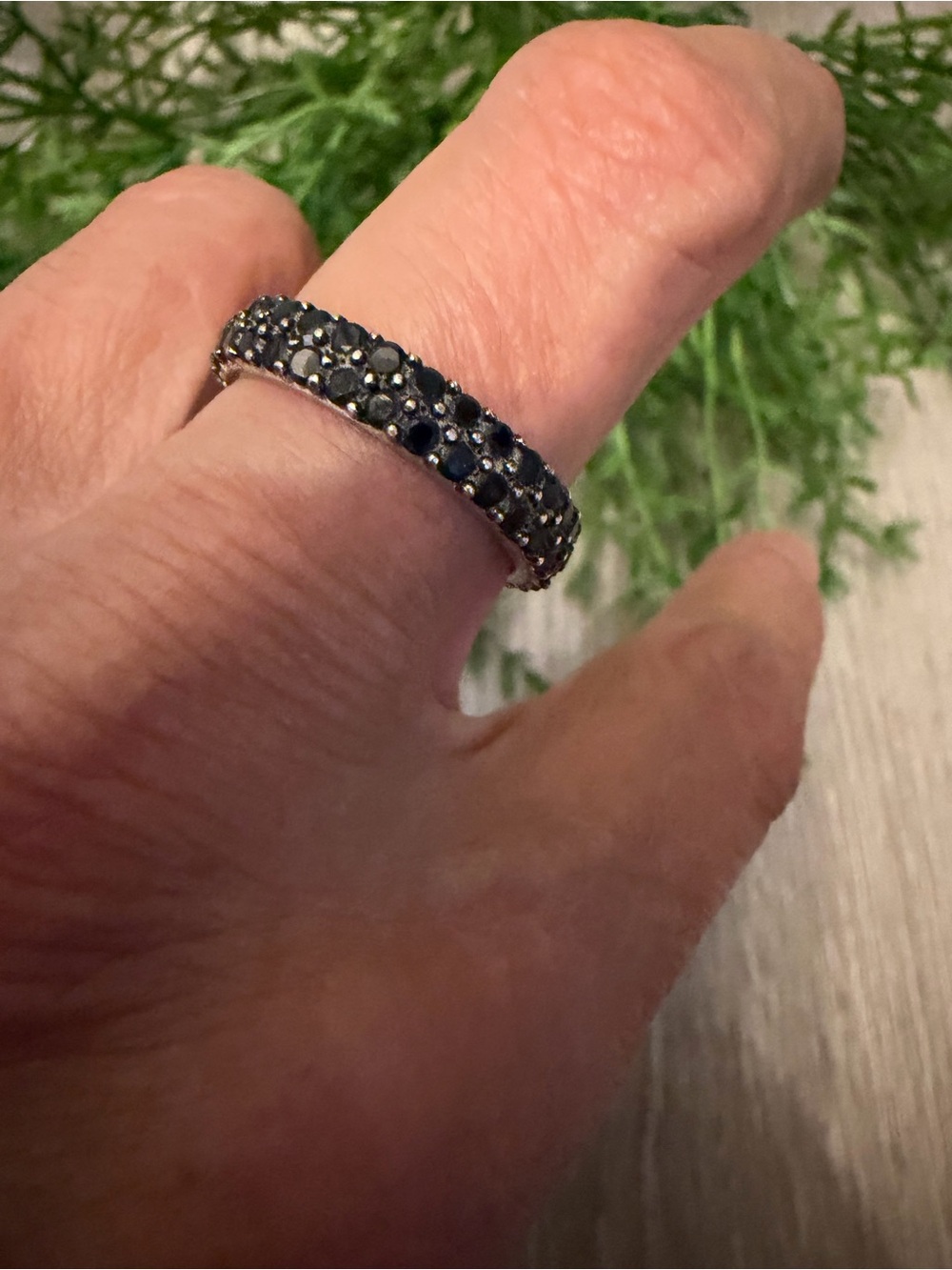 Elegant Black Spinel Stone Band Ring - Women's Jewelry